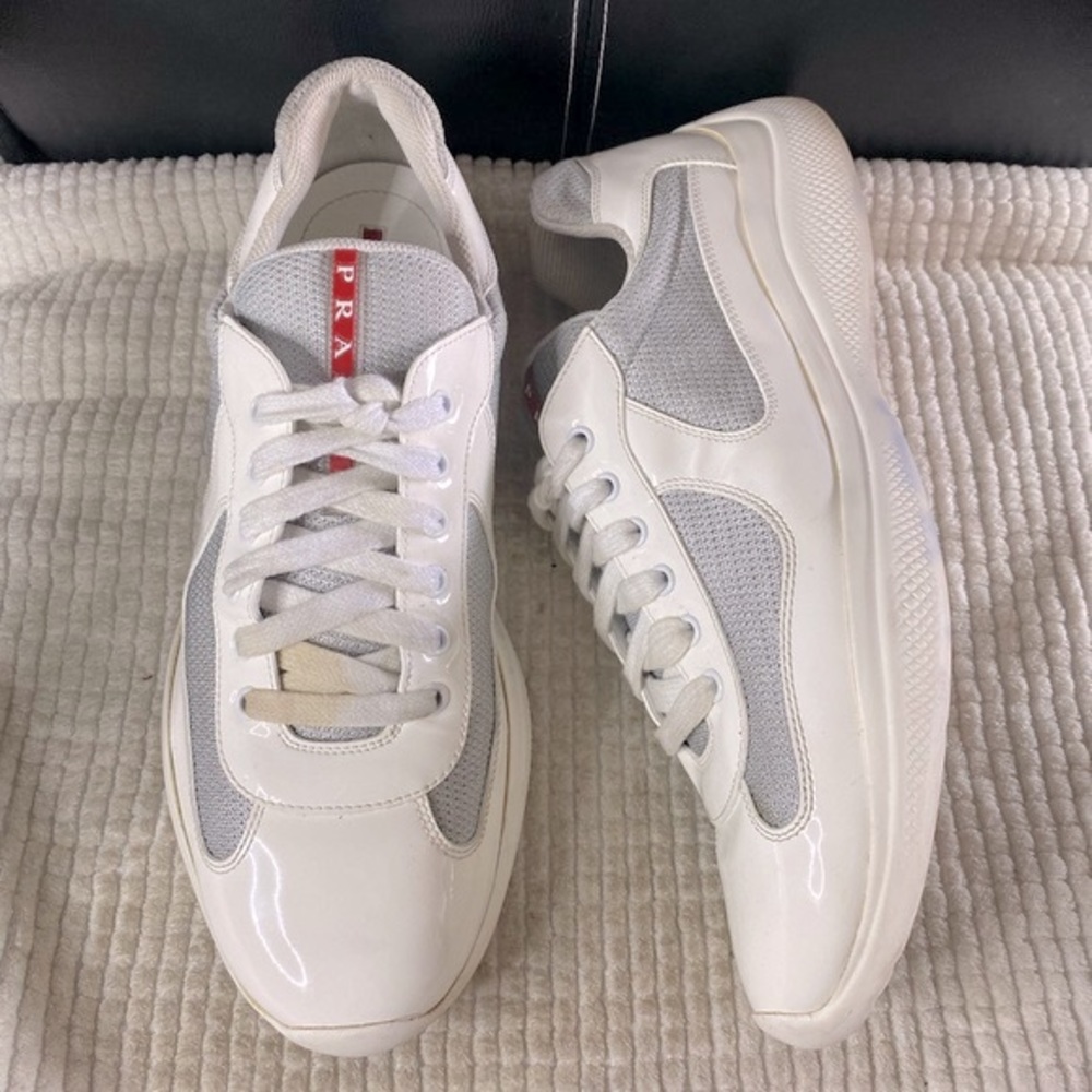Men’s Prada Sneakers White Grey Size 10 - Picture 2 of 12